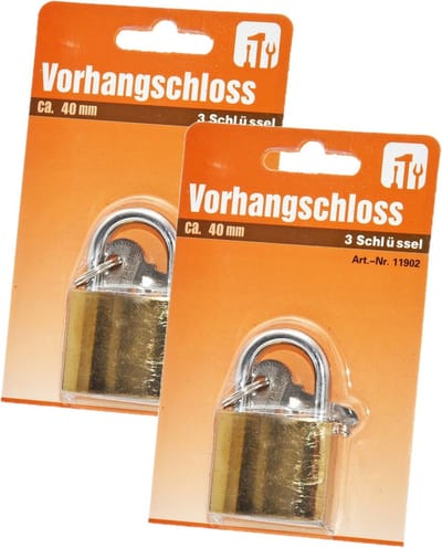 Humbert Hangslot met 3 sleutels - 2x - 40 mm - messing - kofferslot