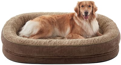 Grote honden, 122 x 89 cm, vierzijdige nekrol, orthopedisch traagschuim, XXL, waterdicht en antislip, hondenbank incl