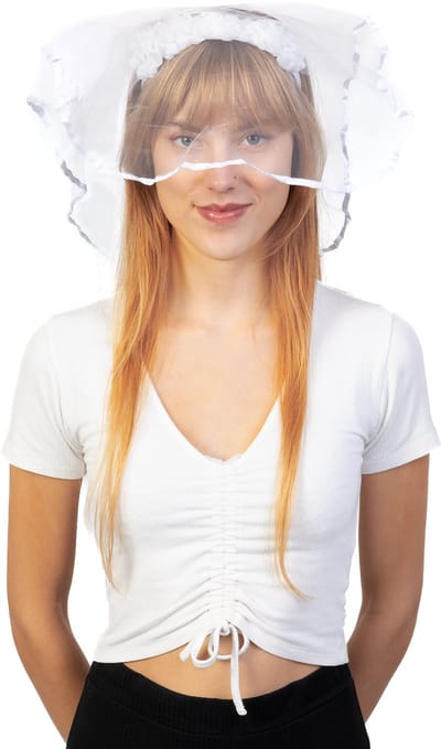 KIMU® Haarband Bruidssluier Wit - Diadeem Bruid Sluier Witte Rozen - Bride to Be Vrijgezellenfeest Bruiloft Bruidje Trouwjurk Bruidsjurk Festival