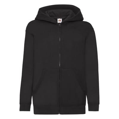 Fruit of the Loom Kinder/Kids Classic Full Zip Hoodie (Zwart)