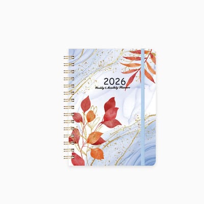 Agenda 2026 Weekoverzicht - Academische Agenda Jan - Dec 2026 (12 maanden) Docentenplanner met zelfklevende pennenlus (Drijfzand met rode bladeren (2026))