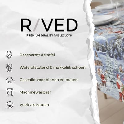 Raved Tafelzeil 140 cm x 240 cm – Kerst Rendieren Blauw – PVC - Afwasbaar