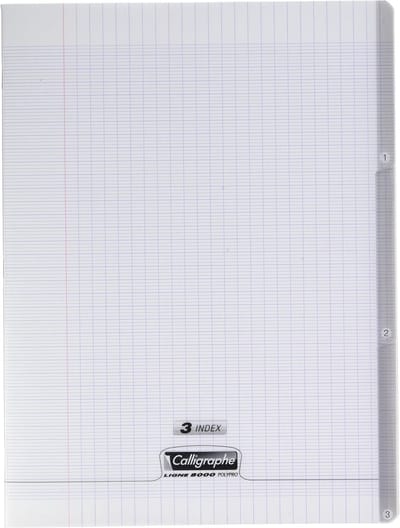 SnelShoppen - Notitieboek Calligraphe 18228C Geniet Schrift 3 Tabs Kleurloos - 24x32 cm - 96 Pagina's Grote Ruitjes - Wit Papier 90 g - Transparante P