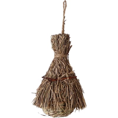 Handgeweven Vogelhuisje Multifunctioneel Warm Comfortabel Veilig Decoratief Gras Vogelnest voor Buiten Tuin Type 3 black