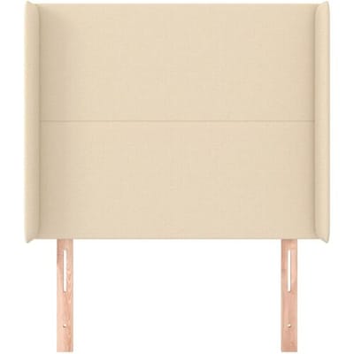 vidaXL - Hoofdbord - met - randen - 83x16x118/128 - cm - stof - crèmekleurig