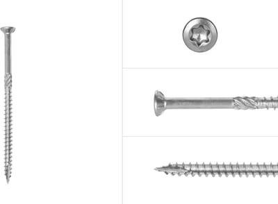 Wovar Tuinschroeven RVS 410 4 x 70 mm Torx 20 Deeldraad | Doos 200 Stuks | Houtschroeven