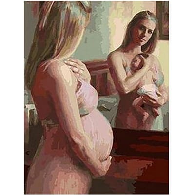 Diamant borduurwerk zwangere vrouw mozaïek volledige hars ronde diamant schilderij strass kruissteek 20X30CM beige