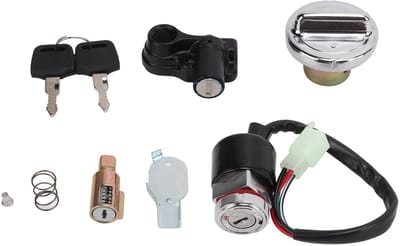 LIVIA HOME- Gasafdekkingsset voor Dax Skyteam - Contactschakelaar - Helmslot met 2 Sleutels - Installatieaccessoires - Metaallegering ABS - Vervangt originele motorfietscomponenten - Ontstekingsschakelaar