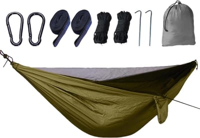 Campinghangmat, campinghangmat, draagbare reishangmat, robuuste en draagbare reishangmat, parachutehangmat, opvouwbaar hangmatnet voor vissen, wandelen en kamperen