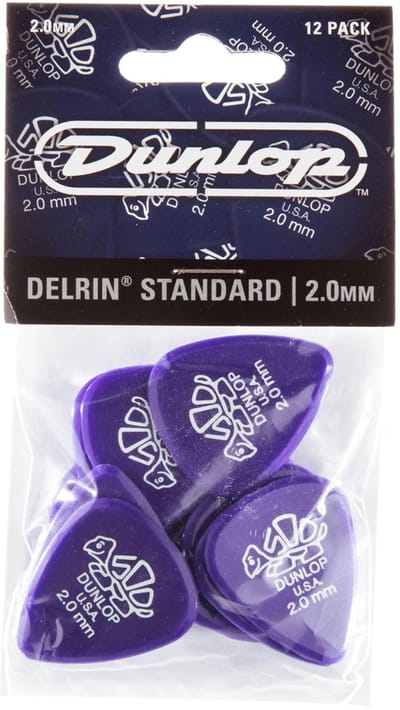 Dunlop 41P200 Delrin Plectrum 2.00mm 12-Pack - Plectra, zakje met 12 stuks