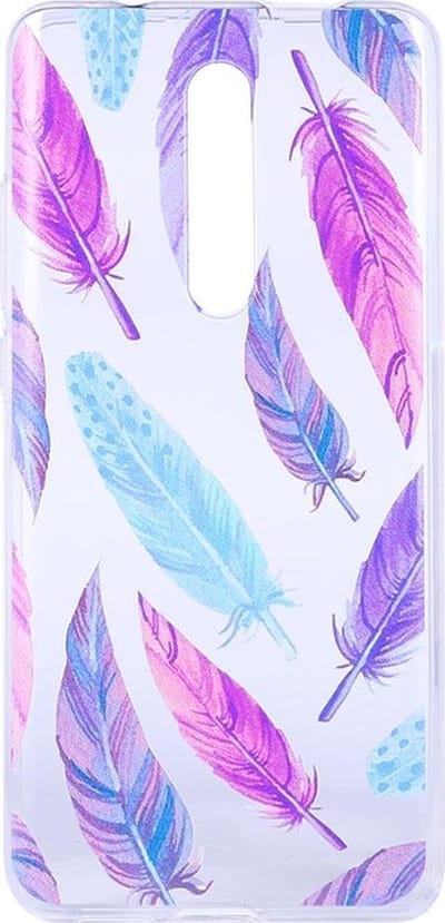 Shop4 - Xiaomi Mi 9T  Hoesje - Zachte Back Case Kleurrijke Veren Transparant