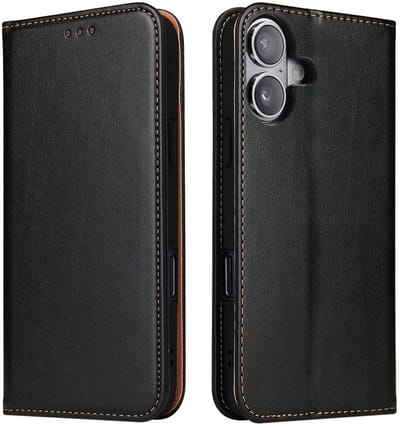 Premium Business Wallet Hoesje geschikt voor iPhone 16 Plus - zwart- Luxe Portemonnee - Kaarthouder - Pasjes - Contant geld - Schokbestendig