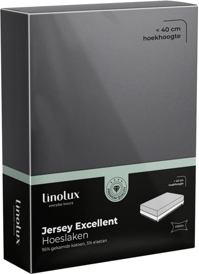 Linolux Hoeslaken Jersey Excellent Dark Grey 80x200 t/m 100x220