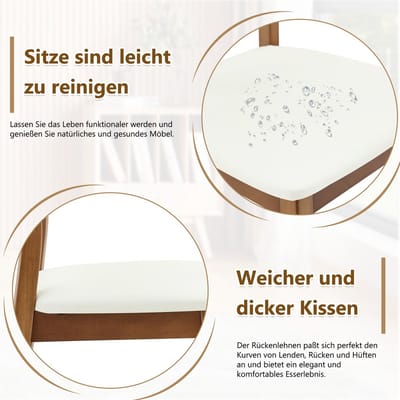 HAUSS SPOLE Eetkamerstoel - Set Van 2 - Ovalen Rugleuning Met Draaggreep En Gepolsterde Zitting - Voor Eetkamer En Keuken - Hout Wit