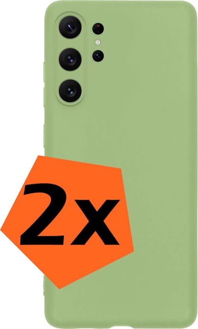 Hoes - 2 Stuks - Geschikt voor Samsung Galaxy S23 Ultra - Sterk & Shockproof - Case Siliconen - Back Cover - Telefoon Hoes - Groen