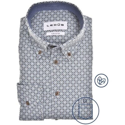 Ledûb Overhemd Elegant Vintage Style Fine Flanel Midden Blauw / male