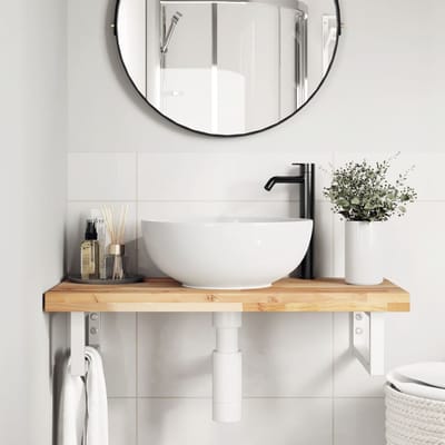 vidaXL - Badkamer - wandschap - staal - en - massief - acaciahout