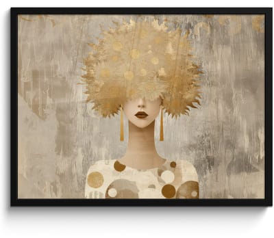 Poster in lijst - Fotolijst 80x60 cm - Posters - Goud - Portret - Vrouw - Posterlijst zwart - Decoratie - Wanddecoratie woonkamer - Muurdecoratie slaapkamer