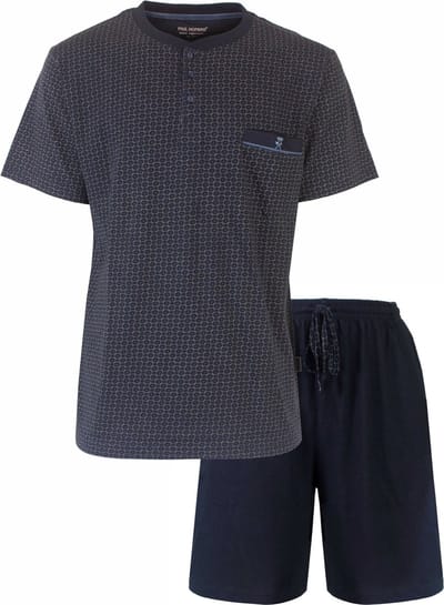 Paul Hopkins Heren Shortama - Geprint Dessin - Pyjama Set - Blauw - Maat S