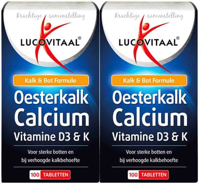 Lucovitaal Oesterkalk Calcium Vitamine D3 & K - 2 x 100 tabletten - Voordeelverpakking