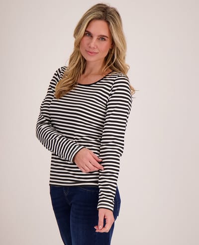 Je m'appelle Dames Top Met stretch - Zwart - Maat L
