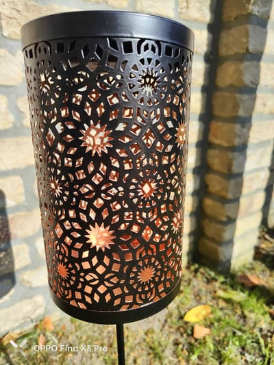 Lantaarn - 12x12x99cm - Zwart - Brons - buiten - Zonnepaneel - Cilinder- Boltze