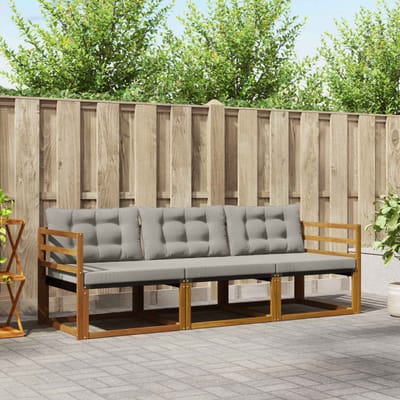 vidaXL - Buiten - bank - set - 3 - st - Natuurlijk - en - Licht - Grijs
