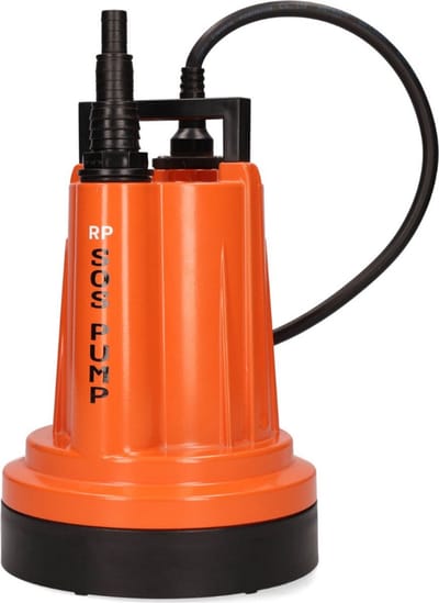 SOS PUMP ® Vlakzuigende Dompelpomp – Vlakzuigend tot 2 mm – Inclusief Slangtule & Terugslagklep – Dweilpomp – Kelder – Wateroverlast