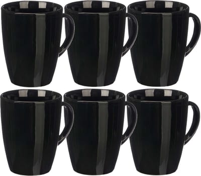 Vessia Design koffie mokken - 6x - zwart - keramiek - 330 ml