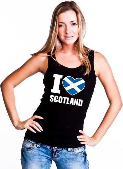 Zwart I love Schotland supporter singlet shirt/ tanktop dames - Schots shirt dames S