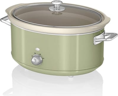 Slowcooker – Slowcookers Inclusief 3 temperatuurniveaus – Slow Cooker Met Antiaanbaklaag – Multicooker Vintage Design – 6,5 l Capaciteit