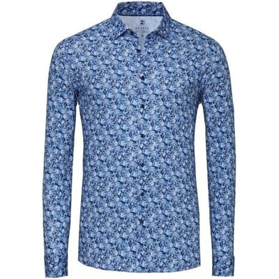 Desoto Overhemd Bold Flowers Pattern Blauw / male