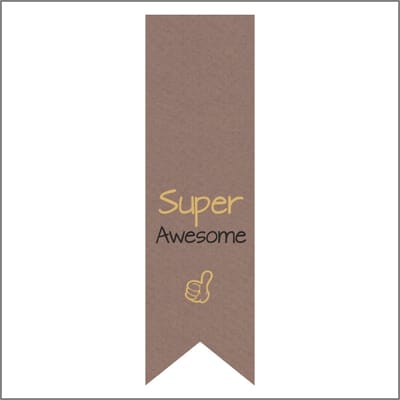 Sticker - "SUPER AWESOME" - Etiket - Vaantje - 85x25mm - Bruin/Zwart/Goud - Hoogwaardige Kwaliteit - Sluitzegel - Inpak Sticker