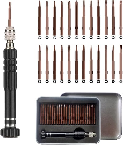 24-in-1 mini-schroevendraaierset, miniatuurschroevendraaier, kleine precisie-schroevendraaier, brillen, zonnebril, horloges, sieraden, schroevendraaiers voor mobiele telefoons (zwart)