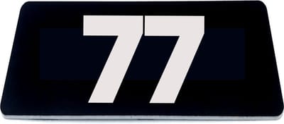 Nummerplaatje 77 - 80 x 50 x 1,6 mm - Zwart/wit - incl. 3M-tape | Nummerbordje - Deur en kamernummer - brievenbusnummers - Gratis verzending - 5 jaar garantie