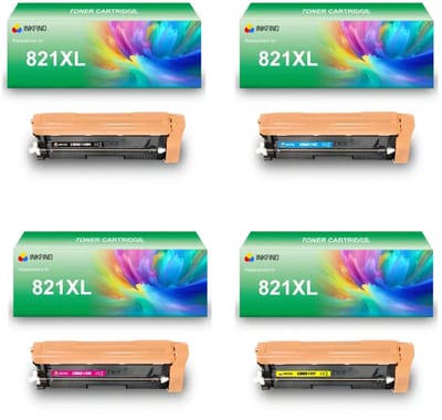 INKFIND TN821XL tonercartridge multipack van 4 stuks (Zwart+Cyaan+Magenta+Geel) compatibel met Brother TN-821 TN821XLBK TN821XLC TN821XLM TN821XLY TN-821XLBK TN-821XLC TN-821XLM TN-821XLY (Zwart+Cyaan+Magenta+Geel) toner cartridge -4-pack BK/C/M/Y