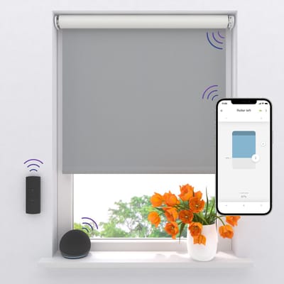 DTCH® Elektrisch Rolgordijn Verduisterend - Easy - Steel Grey - 100 x 190 cm - Motionblinds CMD-02-P