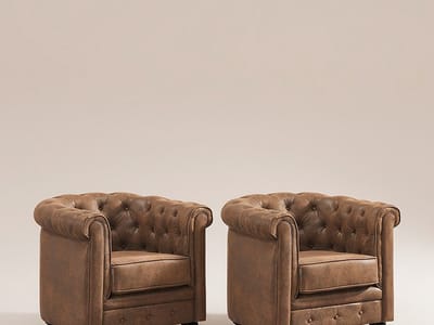 Vente-unique Set van 2 fauteuils CHESTERFIELD van microvezel met vintage look