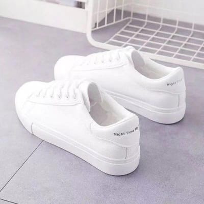 Nieuwe Dames Sneakers Mode Ademende Gevulkaniseerde Schoenen PU Leer Platform Schoenen Witte Veters Casual Schoenen Zapatos Mujer 37 white