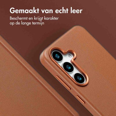 Accezz Hoesje - Geschikt voor Samsung Galaxy S25 Plus - Magnetische Ring Leather Backcover - Sienna Brown