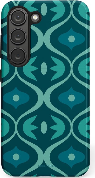 Casetastic hoesje geschikt voor Samsung Galaxy S23 - Dubbellaagse bescherming - Decoratief Blauwgroen - Fashion Case - Petrol