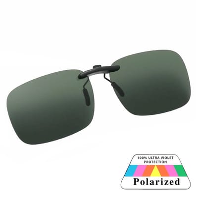 Fako Sunglasses® - Clip On Voorzet Zonnebril - Overzet Clip-on - Polariserend - Polarized - Medium - 135x40mm - Groen