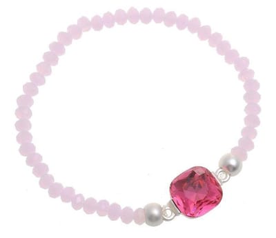 Behave - elastische armband - roze glaskralen - romantisch accent
