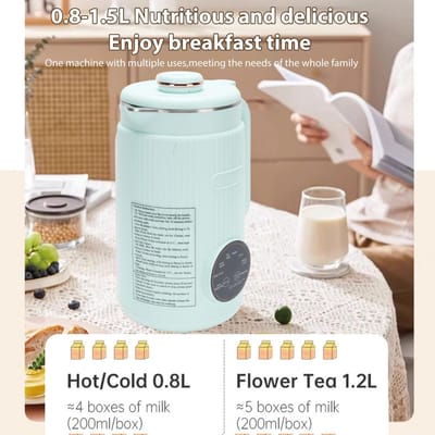 Sojamelkmaker 8 in 1 Programmeerbare Blender met Digitaal Display 12 Roestvrijstalen Messen Automatische Reiniging 8U Warmhouden UK Version groen