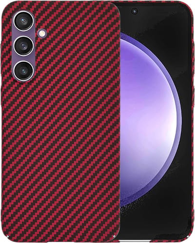 Hoesje geschikt voor Samsung Galaxy S23 FE - Techsuit Carbonite FiberShell Carbon Back Cover - Rood