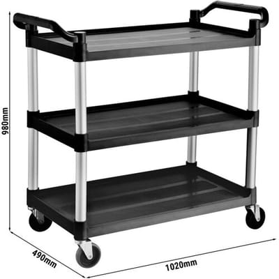 GGM Gastro Servierwagen aus Kunststoff - 1020x490mm - mit 3 Abstellflächen Zwart