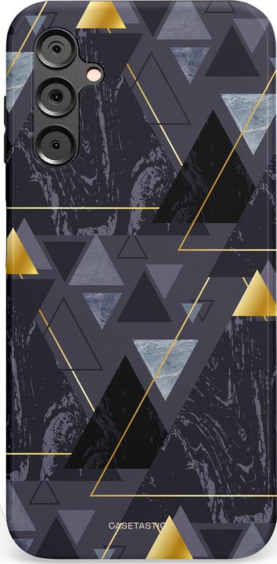 Casetastic hoesje geschikt voor Samsung Galaxy A14 (2023) 5G / Samsung Galaxy A14 (2023) 4G - Dubbellaagse bescherming - Zwart Goudpatroon - Fashion Case - Donkergrijs Grijs