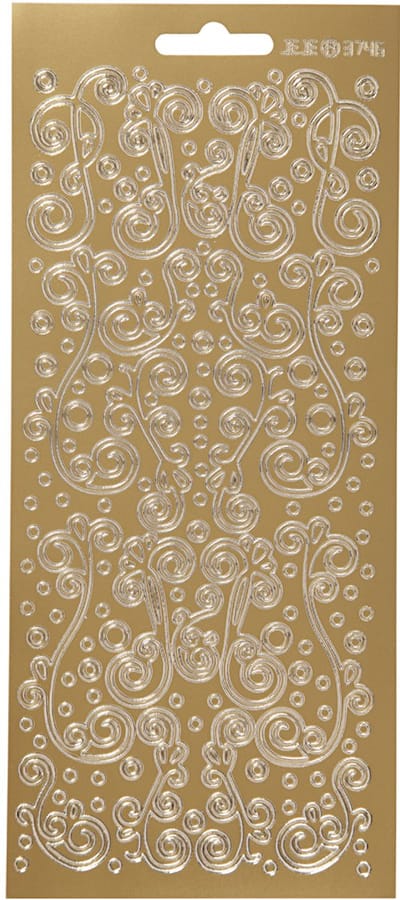 Stickers, swirl, vel 10x23 cm, goud, 1 vel
