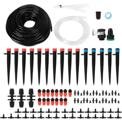 40m Tuinirrigatiesysteem 4/7 Slang Waterbesparend Automatische Druppelirrigatie Bewateringsset black