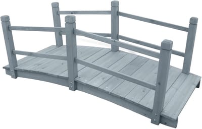 Tuinbrug - Decoratieve brug - Tuin decoratie - Dubbele leuning ontwerp - 140 x 60 x 56 cm - Grijs